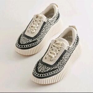 Dolce Vita Dolen Leather & Crocheted Platform Sneakers Tennis Shoes Sz 7
